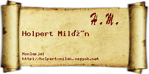 Holpert Milán névjegykártya